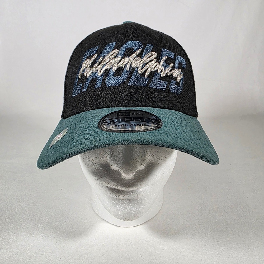 Philadelphia Eagles New Era 39THIRTY NFL Hat Cap L/XL Flex Fit Green Black NWT